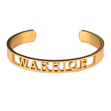 Carvort 8mm Women Stainless Steel Bangle Bracelet- WARRIOR- Inspirational Engraved Mantra Bracelets- Silver, Gold, Rose Gold