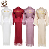 Lace Women Robes Plus Size Wedding Party Gift Kimono Satin  Long Robe