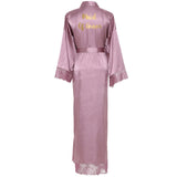 Lace Women Robes Plus Size Wedding Party Gift Kimono Satin  Long Robe