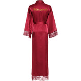 Lace Women Robes Plus Size Wedding Party Gift Kimono Satin  Long Robe