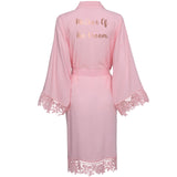 Wedding Party Gift Kimono Satin Lace Trim