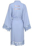 Wedding Party Gift Kimono Satin Lace Trim