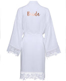 Wedding Party Gift Kimono Satin Lace Trim