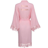 Wedding Party Gift Kimono Satin Lace Trim