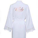 Wedding Party Gift Kimono Satin Lace Trim