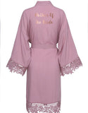Wedding Party Gift Kimono Satin Lace Trim
