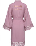 Wedding Party Gift Kimono Satin Lace Trim