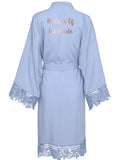 Wedding Party Gift Kimono Satin Lace Trim