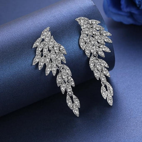 MEC-005 Wedding Jewelry Bridal Long Clip Earrings