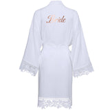 Lace Trim Women Wedding Bridal Robe Gift