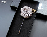Navy Fabric Rose Flower Boutonniere, Lapel Pin Formal Wear Wedding Prom BOUT-300