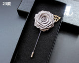 Fabric Rose Flower Boutonniere, Lapel Pin Formal Wear Wedding Prom BOUT-300
