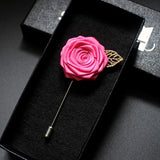 Navy Fabric Rose Flower Boutonniere, Lapel Pin Formal Wear Wedding Prom BOUT-300
