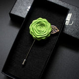 Navy Fabric Rose Flower Boutonniere, Lapel Pin Formal Wear Wedding Prom BOUT-300