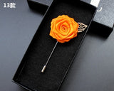 Navy Fabric Rose Flower Boutonniere, Lapel Pin Formal Wear Wedding Prom BOUT-300