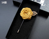 Navy Fabric Rose Flower Boutonniere, Lapel Pin Formal Wear Wedding Prom BOUT-300