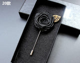 Navy Fabric Rose Flower Boutonniere, Lapel Pin Formal Wear Wedding Prom BOUT-300