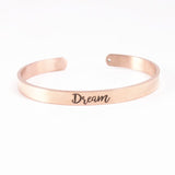 Rose Gold Stainless Steel 6mm Positive Inspirational Bracelet Engraved Quote Mantra Bracelet Open Cuff Bangle For Women Men