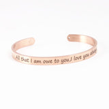 Rose Gold Stainless Steel 6mm Positive Inspirational Bracelet Engraved Quote Mantra Bracelet Open Cuff Bangle For Women Men