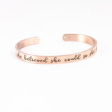 Rose Gold Stainless Steel 6mm Positive Inspirational Bracelet Engraved Quote Mantra Bracelet Open Cuff Bangle For Women Men