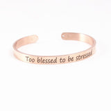 Rose Gold Stainless Steel 6mm Positive Inspirational Bracelet Engraved Quote Mantra Bracelet Open Cuff Bangle For Women Men