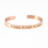 Rose Gold Stainless Steel 6mm Positive Inspirational Bracelet Engraved Quote Mantra Bracelet Open Cuff Bangle For Women Men