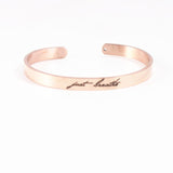 Rose Gold Stainless Steel 6mm Positive Inspirational Bracelet Engraved Quote Mantra Bracelet Open Cuff Bangle For Women Men
