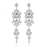 TRZ-003 Chandelier Crystal Long Bridal Wedding Earrings