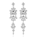 TRZ-003 Chandelier Crystal Long Bridal Wedding Earrings