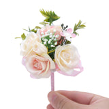 Ivory Lapel Pin Wedding Buttonhole Groomsman Flower Boutonniere Groom  D35