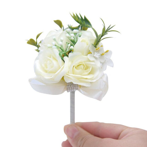 Ivory Lapel Pin Wedding Buttonhole Groomsman Flower Boutonniere Groom  D35