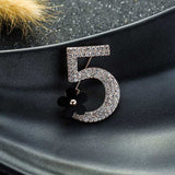 Full rhinestone number 5 flower brooch Luxury