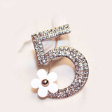 Full rhinestone number 5 flower brooch Luxury