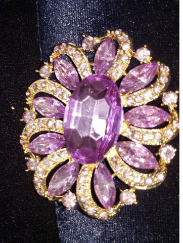 Brooch  Purple  Pendant Pin Rhinestone Crystal BR-997