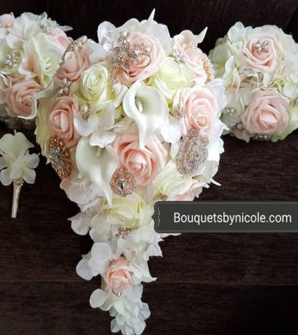 Customize Your Package Silk Roses Brooch Bouquet PACK- BLUSH