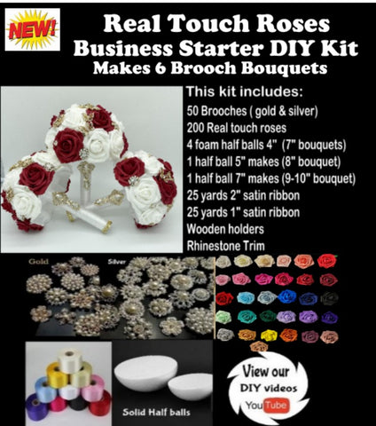 Real Touch Roses Brooch Bouquet Business Starter RTKit-001