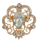 Silver & Rose Gold Rhinestone Brooch BR-071