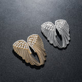Ex. Lg. Gold or Silver Brooch Clear Wings Rhinestone Crystal BR-028