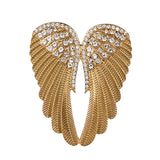 Ex. Lg. Gold or Silver Brooch Clear Wings Rhinestone Crystal BR-028