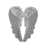 Ex. Lg. Gold or Silver Brooch Clear Wings Rhinestone Crystal BR-028